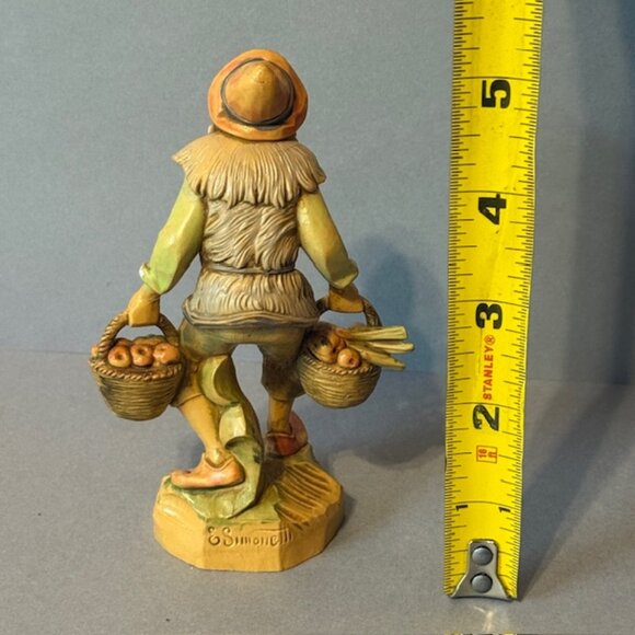 Roman Fontanini Italy Figurine Simonelli Depose 1987 Fruit Basket Vendor Garlic - Picture 3 of 5